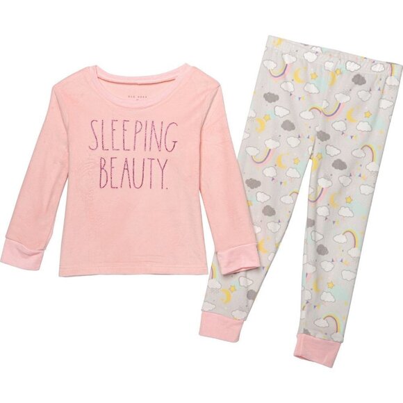 NWT! Rae Dunn Velour SLEEPING BEAUTY TODDLER/LITTLE GIRL Snug Fit Pajamas - Picture 1 of 3